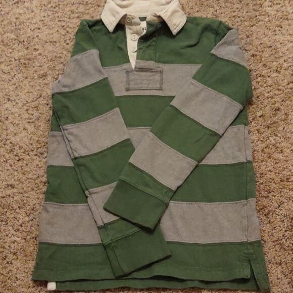 Urban Pipeline Boy's S green gray stripe long sleeve collared pullover shirt - Picture 1 of 4